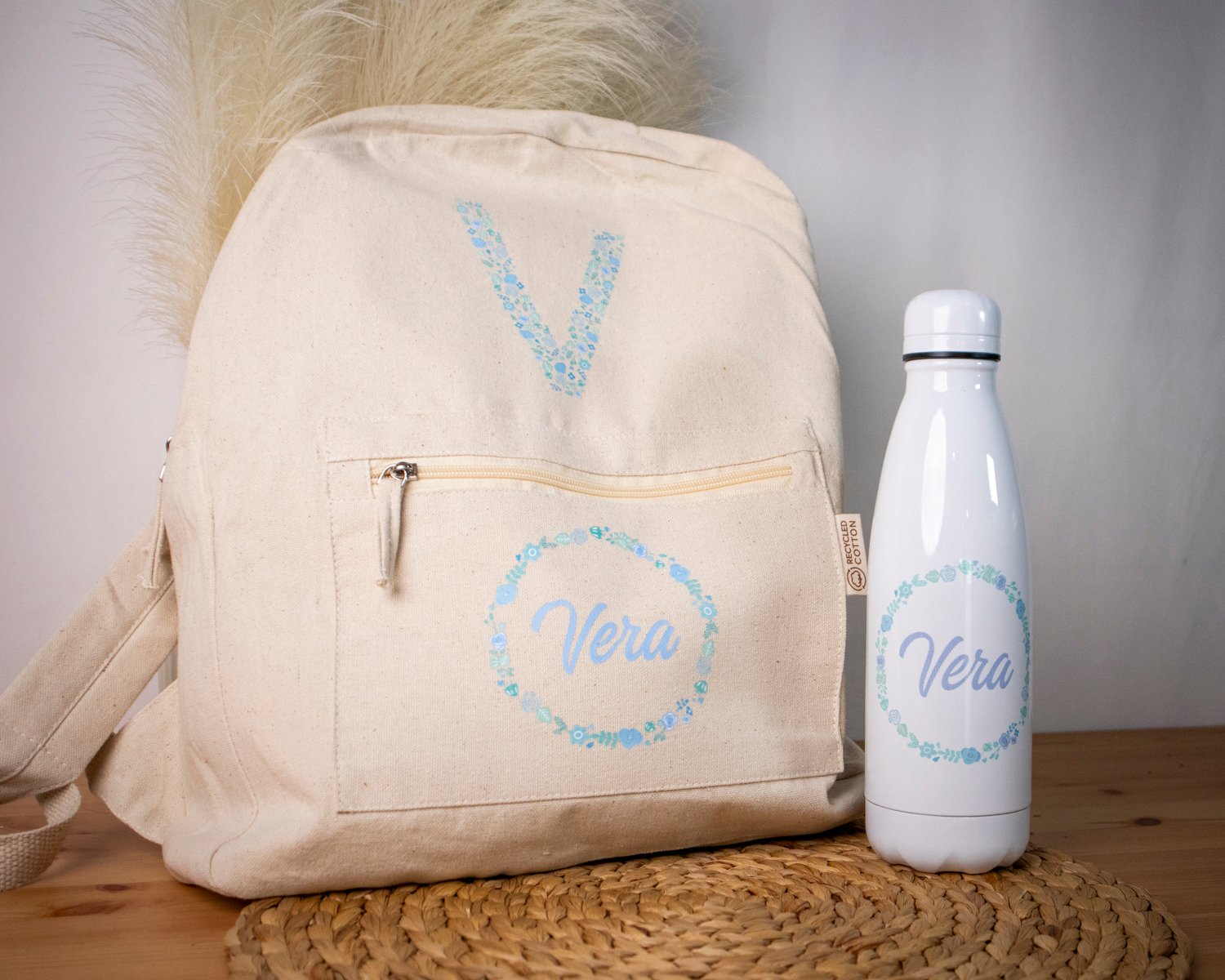 Mochila-y-Botella-Termica-Floral-BLUE-2-1