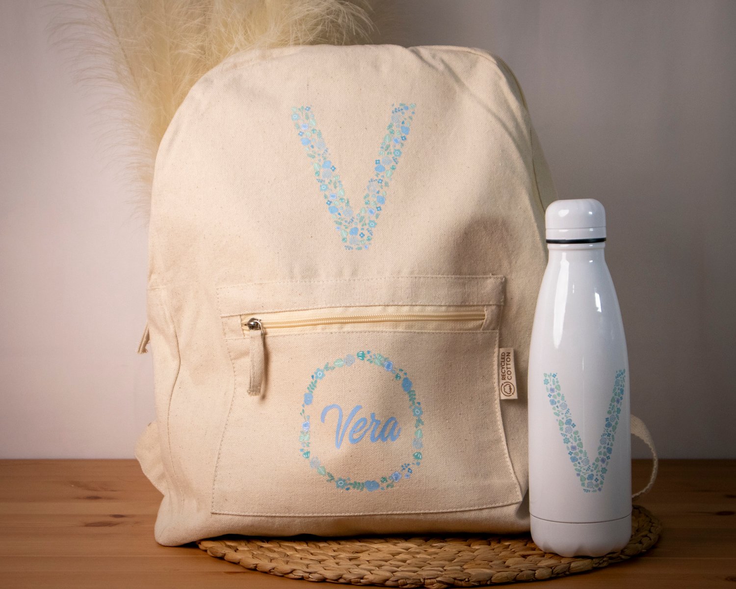 Mochila-y-Botella-Termica-Floral-BLUE-2-1